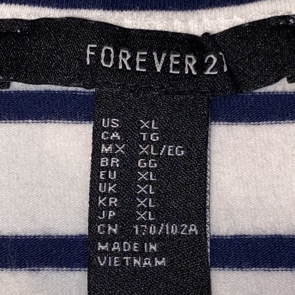 Forever 21 crop top white Blue striped size XL - Picture 6 of 9